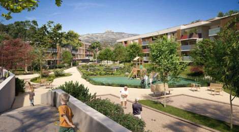 Programme immobilier neuf LES ECOLINES - Aubagne : logements neufs sécurisés et verdoyants proche des transports (13400) - Référence : 14423